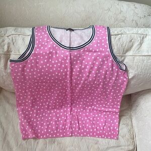 Talbots Pink and White Polka Dot sweater Tank Top